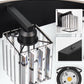 24 in. 3-Light Black Square Crystal Bathroom 3CCT Integrated LED Vanity Light Fixture