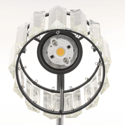 24 in. 3-Light Black Square Crystal Bathroom 3CCT Integrated LED Vanity Light Fixture