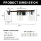 24 in. 3-Light Black and Faux Wood Vintage Farmhouse Vanity Light with Clear Glass Bell Shades for Bathroom