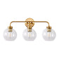 24 in. 3-Light Mid-Century Modern Globe Bathroom Vanity Light, Brass Gold Round Wall Fixture with Clear Glass Shades