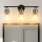 24 in. 3-Light Black and Nickel Modern Bell Vanity Light for Bathroom Mirror with Clear Glass Shades