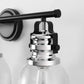 YANSUN 24 in. 3-Light Black and Nickel Vanity Light with Clear Glass Bell Shades for Bathroom and Powder Room