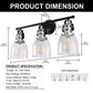 YANSUN 24 in. 3-Light Black and Nickel Vanity Light with Clear Glass Bell Shades for Bathroom and Powder Room