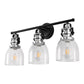 24 in. 3-Light Black and Nickel Modern Bell Vanity Light for Bathroom Mirror with Clear Glass Shades