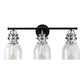 24 in. 3-Light Black and Nickel Modern Bell Vanity Light for Bathroom Mirror with Clear Glass Shades