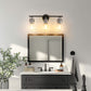 24 in. 3-Light Black and Nickel Modern Bell Vanity Light for Bathroom Mirror with Clear Glass Shades