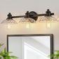 25 in. 3-Light Black Vanity Light with Clear Cylinder Glass Shades - Wall Sconce for Bathroom, Vanity, and Powder Room