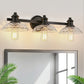 25 in. 3-Light Black Vanity Light with Clear Cylinder Glass Shades - Wall Sconce for Bathroom, Vanity, and Powder Room