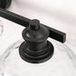 25 in. 3-Light Black Vanity Light with Clear Cylinder Glass Shades - Wall Sconce for Bathroom, Vanity, and Powder Room