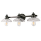 25 in. 3-Light Black Vanity Light with Clear Cylinder Glass Shades - Wall Sconce for Bathroom, Vanity, and Powder Room