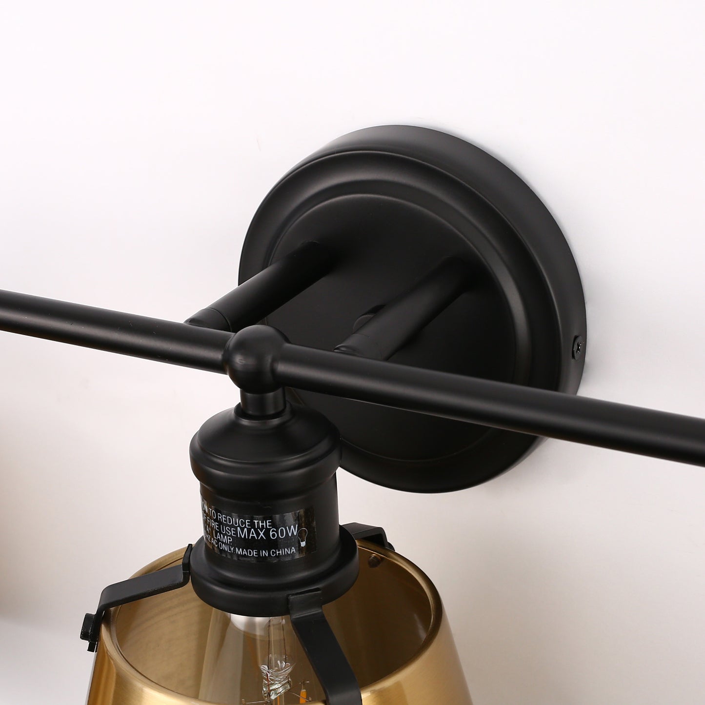 YANSUN 3-Light Vanity Light with Black and Gold Finish, Non-Integrated Design, E26 Sockets