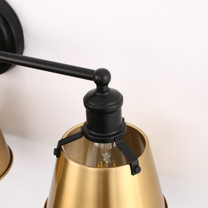 YANSUN 3-Light Vanity Light with Black and Gold Finish, Non-Integrated Design, E26 Sockets
