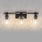 24 in. 3-Light Black and Wood Grain Modern Bell Vanity Light for Bathroom Mirror with Water Glass Shades