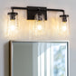 22 in. 3-Light Black Industrial Bell Vanity Light for Bathroom Mirror with Water Glass Shades