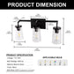 22 in. 3-Light Black Industrial Bell Vanity Light for Bathroom Mirror with Water Glass Shades