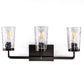 22 in. 3-Light Black Industrial Bell Vanity Light for Bathroom Mirror with Water Glass Shades