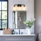 22 in. 3-Light Black Industrial Bell Vanity Light for Bathroom Mirror with Water Glass Shades