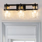 23 in. 3-Light Black and Gold Industrial Cylinder Vanity Light for Bathroom Mirror with Water Glass Shades