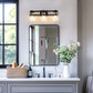 23 in. 3-Light Black and Gold Industrial Cylinder Vanity Light for Bathroom Mirror with Water Glass Shades