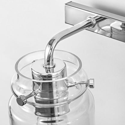 YANSUN 23.7 in. 3 Light Chrome Vanity Light with Clear Glass Shades and E26 Sockets for Bathroom Use