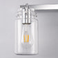 YANSUN 23.7 in. 3 Light Chrome Vanity Light with Clear Glass Shades and E26 Sockets for Bathroom Use