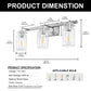 YANSUN 23.7 in. 3 Light Chrome Vanity Light with Clear Glass Shades and E26 Sockets for Bathroom Use