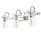 24 in. 3-Light Chrome Bathroom Vanity Light, Wall Sconce with Clear Glass Shades for Bathroom and Vanity Enhancement