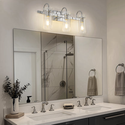 24 in. 3-Light Chrome Bathroom Vanity Light, Wall Sconce with Clear Glass Shades for Bathroom and Vanity Enhancement