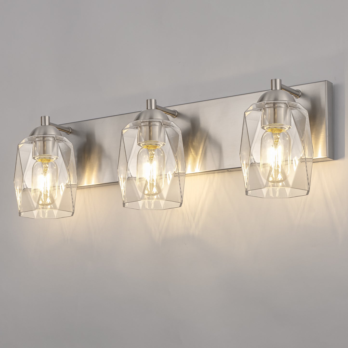 22 in. 3-Light Nickel Vanity Light Fixture with E26 Base for Bathroom Wall Sconce and Mirror Lighting