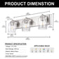 YANSUN 22 in. 3-Light Nickel Metal Vanity Light with Glass Shade Dimmable No Bulbs Included