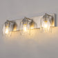 YANSUN 22 in. 3-Light Nickel Metal Vanity Light with Glass Shade Dimmable No Bulbs Included