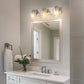 YANSUN 22 in. 3-Light Nickel Metal Vanity Light with Glass Shade Dimmable No Bulbs Included