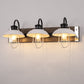 24 in. 3 Light Chrome and Wood Grain Modern Unique Bell Vanity Light for Bathroom, Kitchen with White Metal Shades