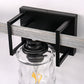 26 in. 3 Light Black and Wood Grain Rustic Farmhouse Bell Vanity Light for Bathroom Mirror with Water Glass