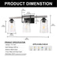 26 in. 3 Light Black and Wood Grain Rustic Farmhouse Bell Vanity Light for Bathroom Mirror with Water Glass