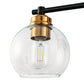 22 in. 3-Light Black and Gold Modern Bathroom Vanity Light with Clear Glass Shades, Wall Sconce for Large Spaces