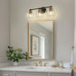 22 in. 3-Light Black and Gold Modern Bathroom Vanity Light with Clear Glass Shades, Wall Sconce for Large Spaces