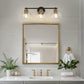 22 in. 3-Light Black and Gold Modern Bathroom Vanity Light with Clear Glass Shades, Wall Sconce for Large Spaces