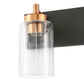 YANSUN 22 in. 3-Light Black Bathroom Vanity Light with Clear Glass and Brass Socket for Bathroom, Vanity, or Mirror
