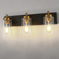 YANSUN 22 in. 3-Light Black Bathroom Vanity Light with Clear Glass and Brass Socket for Bathroom, Vanity, or Mirror
