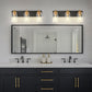 YANSUN 22 in. 3-Light Black Bathroom Vanity Light with Clear Glass and Brass Socket for Bathroom, Vanity, or Mirror
