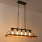 Rustic 5-Light Kitchen Island and Dining Room Light, Farmhouse Linear Chandelier with Black and Brown Wood Finish