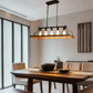 Rustic 5-Light Kitchen Island and Dining Room Light, Farmhouse Linear Chandelier with Black and Brown Wood Finish