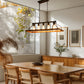 Rustic 5-Light Kitchen Island and Dining Room Light, Farmhouse Linear Chandelier with Black and Brown Wood Finish