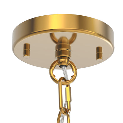 YANSUN 3-Light Gold Drum Chandelier with Crystal Glass Soft Shade for Dining Room, Bedroom with No Bulbs Included