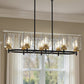 YANSUN 8-Light Linear Ring Chandelier in Black & Gold Finish, E26 Base, No Bulbs Included