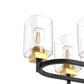 YANSUN 8-Light Linear Ring Chandelier in Black & Gold Finish, E26 Base, No Bulbs Included