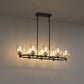 YANSUN 8-Light Linear Ring Chandelier in Black & Gold Finish, E26 Base, No Bulbs Included