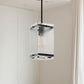 YANSUN Modern 1-Light Black Pendant Light with Stone-Pattern Glass Shade and Beveled Edge, Adjustable Rod, E26 Base