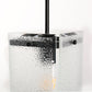 YANSUN Modern 1-Light Black Pendant Light with Stone-Pattern Glass Shade and Beveled Edge, Adjustable Rod, E26 Base